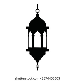 Minimalist Muslim Lantern Illustration in Black Silhouette Style
