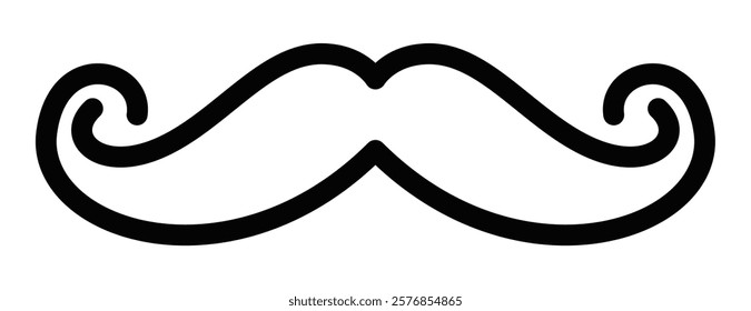 Minimalist mustache icon in clean outlined vector style. Editable stroke.