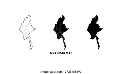 Minimalist myanmar map vector illustrations