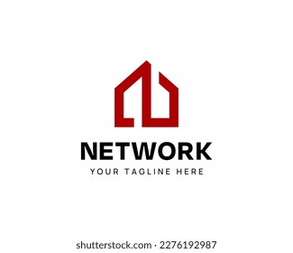 Minimalist N Letter Logo with House Shape