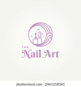 Minimalistisches Nail Salon Line Art Icon Logo Vektorillustration Design. Simple Modedesign, Nail Art und polnische Logo Konzept