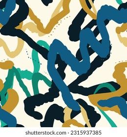 Minimalist natural color striped brush strokes. Seamless pattern repeating texture background. Vector illustration design.
