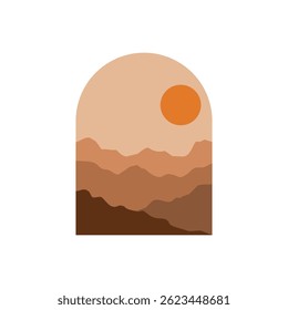 minimalist natural contemporary aesthetic background with landscape desert sun