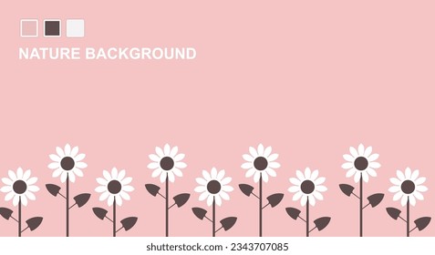 Minimalist nature background with beautiful flowers. Pink color