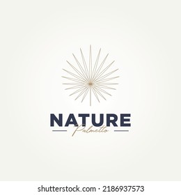 Minimalist Nature Dried Palm Leaves Line Art Logo Template Vector Illustration Design. Simple Palmetto Tropical Plant Logo Concept