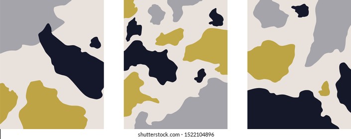 Minimalist nature layout design,
flat  postcard,nordic scandinavian design,poster set of 3
pebbles riverbed yellow blue grey
with space for type