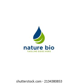 Minimalist nature logo design featuring water droplet and leaf element