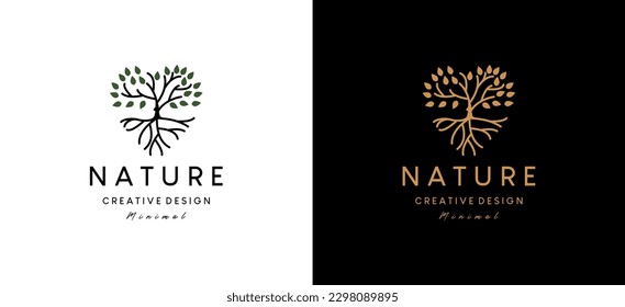 Minimalistische Naturliebe Root-Logo-Design Vektorgrafik