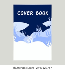 Minimalist nature theme books cover template collection. With vector illustration of ocean, small island, fishing boats and waves on the beach.