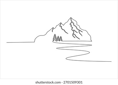 Minimalist nature vector illustration of high mountain terrain