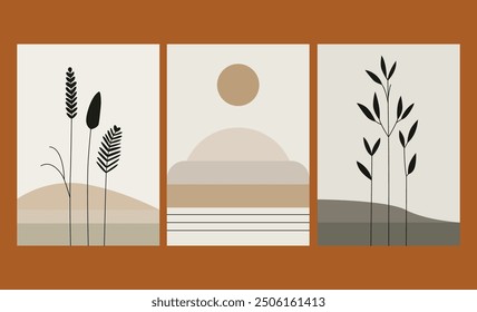 Conjunto de arte de pared inspirado en la Naturaleza minimalista