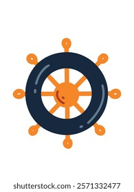 minimalist nautical helm design, vector illustration