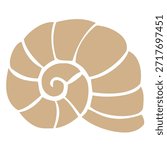 Minimalist nautilus sea shell    icon in beige color for beach and marine life concepts