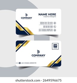 Minimalist Navy Blue and Gold Business Card Layout with Clean Design