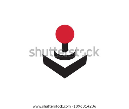A minimalist negative space joystick logo design. Retro joystick logo for sale. Arcade game joystick logo for sale.