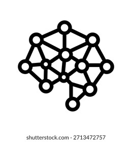 Ícone de rede neural minimalista com linhas e nós interconectados, representando inteligência artificial, aprendizagem automática, conexões de dados e sistemas inteligentes