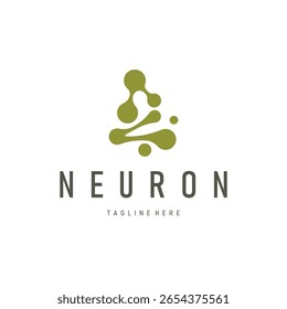 minimalist neuron logo design with cell silhouette dna neuron atom illustration symbol template
