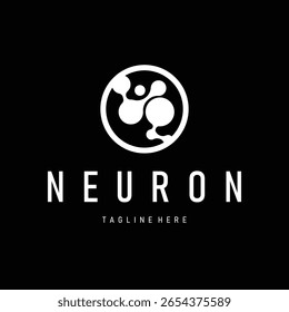 Diseño minimalista del logotipo de la neurona con la Plantilla del símbolo de la ilustración del átomo de la neurona del ADN de la silueta celular