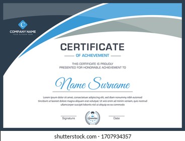 minimalist new modern certificate for corporate companies and all types business and other sectors