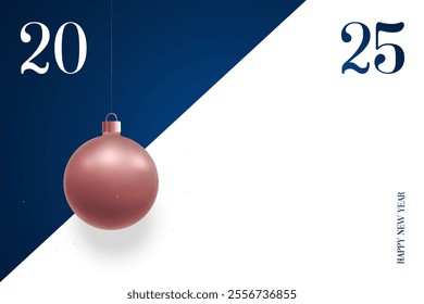 Minimalist New Year design with rose gold bauble