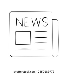 Minimalist Newspaper Icon with Headline in Line Art Style