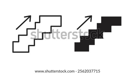 Minimalist Next Steps Icon with Arrow and Staircase, Symbolizing Progress and Growth