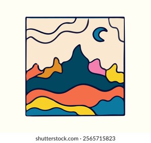 Minimalist Night Sky with Mountains and Stars