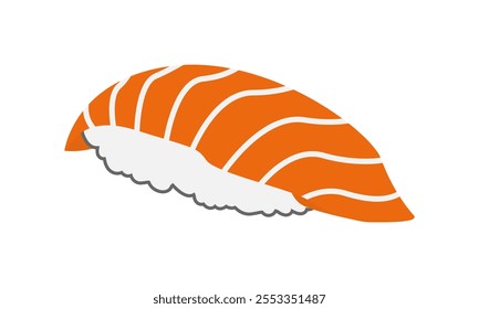 Ilustración de sushi nigiri minimalista. Vector de comida japonesa con salmón crudo