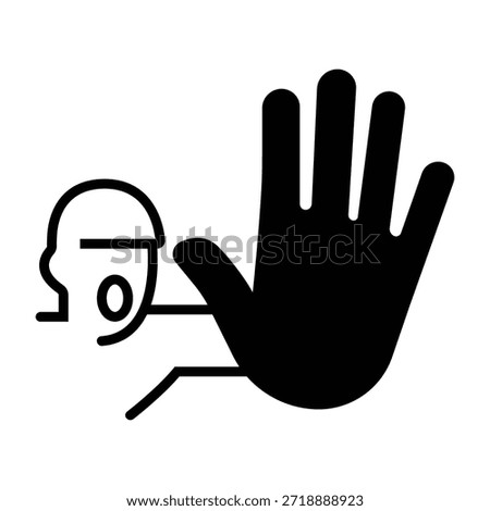 Minimalist No Unauthorised Entry Icon with Stop Hand Gesture and Person Silhouette for Security Signage Restricted Access Control and Privacy Information - High Vectorial Stock Image