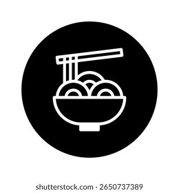 Minimalist noodle bowl illustration on black background showcasing asian cuisine and cultural representation