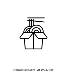 Ilustração minimalista de caixa de macarrão para entrega e conceitos de cozinha asiática