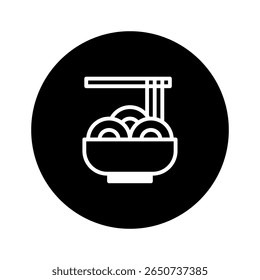A tigela de macarrão minimalista com design de ícone de pauzinhos cria uma representação culinária limpa e elegante para a culinária asiática