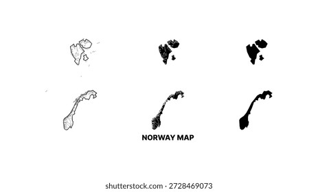Diseño minimalista de ilustraciones de mapas de Noruega