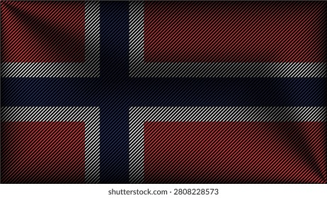 Minimalist norwegian flag pattern backdrop for scandinavian tourism travel poster or global event graphic background, textured lines design with red white blue nordic cross