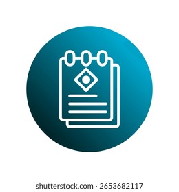Minimalistisches Notizbuch-Symbol für Entwurfsanwendungen, die die Verwaltung von Organisationsaufgaben und die Aufbewahrung von Aufzeichnungen innerhalb von Teams darstellen