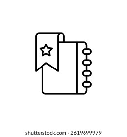 Design minimalista de ícones de notebooks com marcadores de estrelas para planejamento criativo