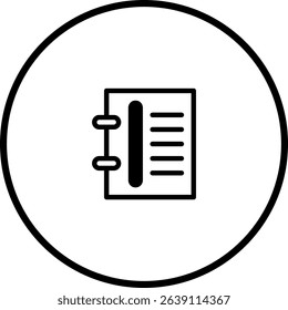 Minimalist Notebook Icon Encapsulated in a Circle for Digital Interface Design