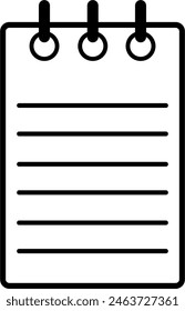 Minimalist notepad icon, outline only