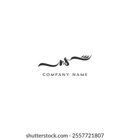 Minimalist NS Logo Design with Abstract Feather Element