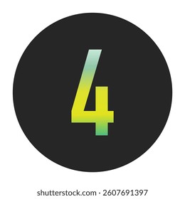 Minimalist Number 4 with Green and Yellow Gradient on a Black Circle Symbolizing Sustainability and World Environment Day