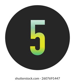Minimalist Number 5 with Green and Yellow Gradient on a Black Circle Symbolizing Sustainability and World Environment Day