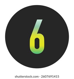 Minimalist Number 6 with Green and Yellow Gradient on a Black Circle Symbolizing Sustainability and World Environment Day