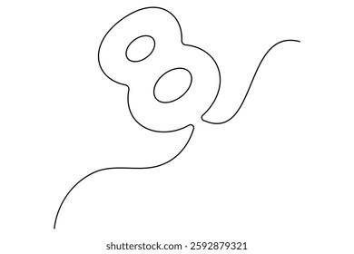 A minimalist, number 8 design  continuous line drawing of the symbol
