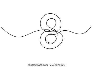 A minimalist, number 8 design  continuous line drawing of the symbol
