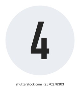 Minimalist Number Four in Light Gray Circle for Simple and Modern Design Concepts