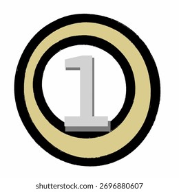 Minimalist number one design with bold black and beige circular rings on a white background. Modern and clean graphic symbol perfect for countdowns, infographics, labels, or educational
materials.