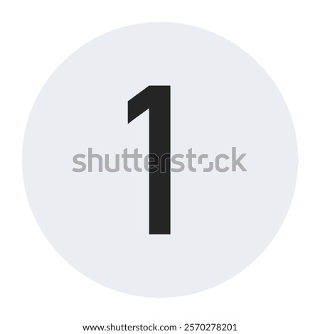 Minimalist Number One in Light Gray Circle, Clean and Modern Design for Graphic Projects