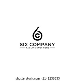 Minimalist number six symbol with circular letter shape corporate identity logo vector graphic
