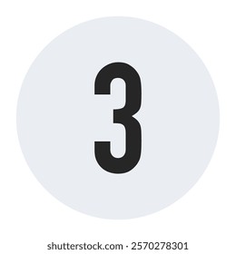 Minimalist Number Three in Light Gray Circle for Modern and Clean Design Projects
