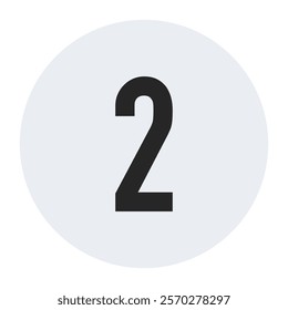 Minimalist Number Two in Light Gray Circle for Modern and Clean Design Concepts